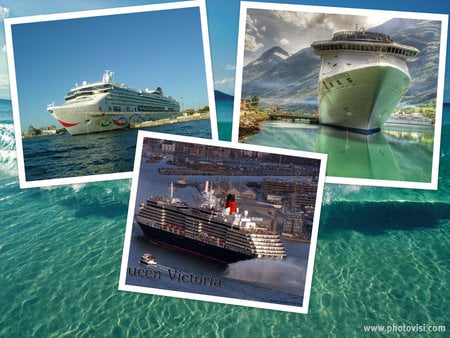 Cruise Ship Trio - cruise ship, ocean, vacation, boat