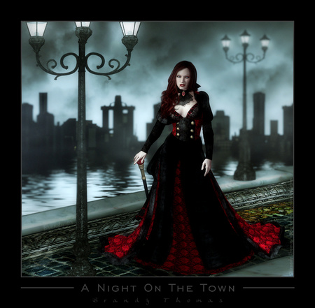 Night in the Town - sexy, dark, sucker, blood, vampire, fantasy