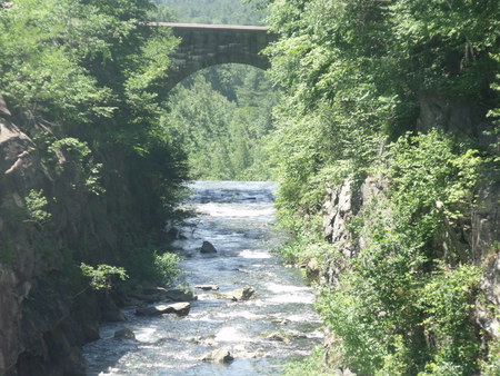 Fast Flow - water, bridge, trees, rocks