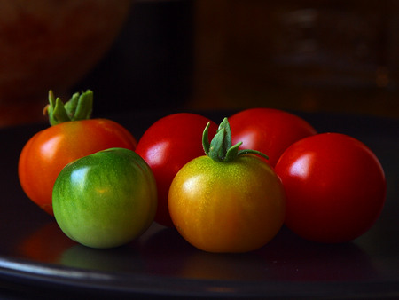 Vegetables - abstract, black, red, tomato, vegetables, still life, other