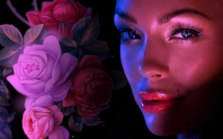 Purple Rain - woman, purple, fantasy, flower