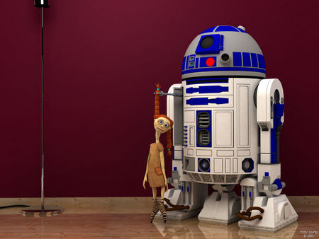 R2D2 found a doll - 4, 3, 2, star wars 1