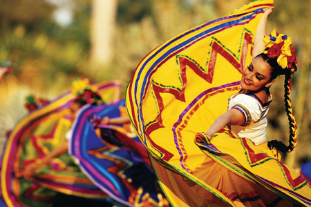 Happy Latina - girls, red, black, women, beautiful, models, yellow, brunette, blue, white, people, photography, female, dance, dancer, fashion