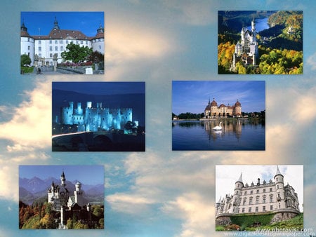 Castles In The Sky - clouds, castles, castle, sky, building