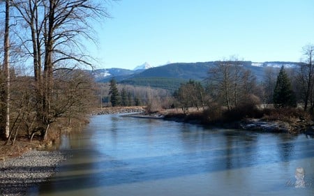 Washington Winter - widescreen, river, winter, water, mountains, washington