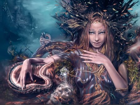 Witch of the Underworld - witch, mystic, myth, 3d and cg, underworld