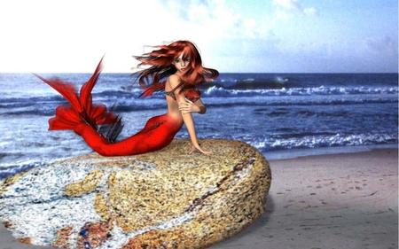 Wish-I-Could-be.......Part-Of-Your-World - beauty, rock, beach, mermaid