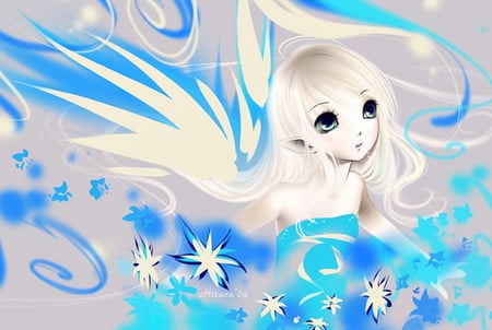 haloo - girl, cute, anime, blue