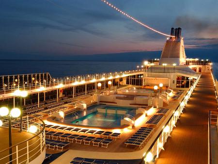 Cruise Boat Lit up at Night - princess, harbour, cruise, ship