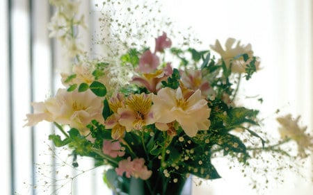 Beautiful Bouquet - white, flowers, yellow, pink