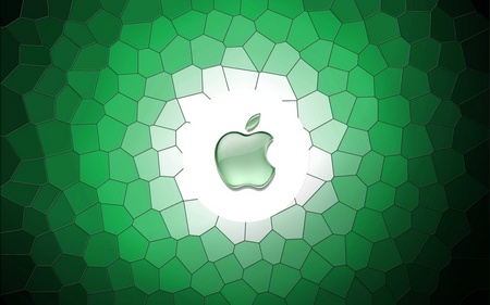 Green Apple Crystals - pc, crystal, cg, black, white, green, mac, system, 3d, abstarct, apple, technology, iphone, tecnhology