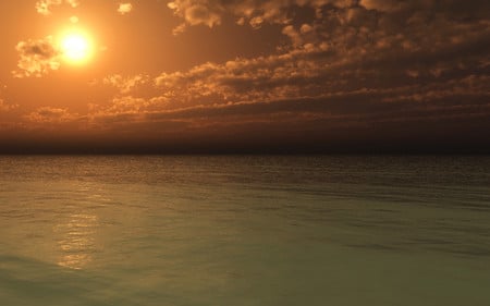 tranquility - sunset, nature, sea, gold, sky