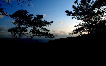 California Dusk Silhouete - dusk, ocean, mountains, nature