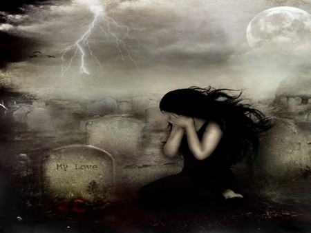 UNDER THE SOIL - moon, female, graveyard, lightning