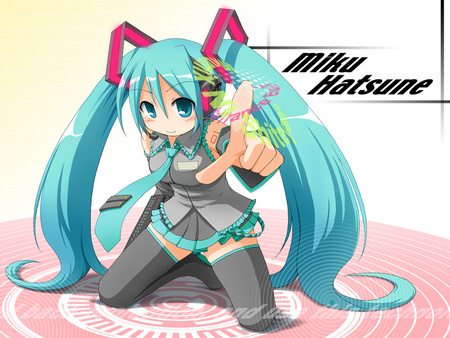 Hatsune Miku - vocaloids, hatsune miku, girl, pink, blue, anime, twintail, cute