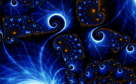 Blue Things - abstract, blue, neon, swooshs, swirls