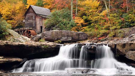 Autumn Mill - scenic, nature, waterfall, beautiful