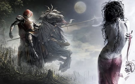 My Hero - horse, fantasy, woman, knight