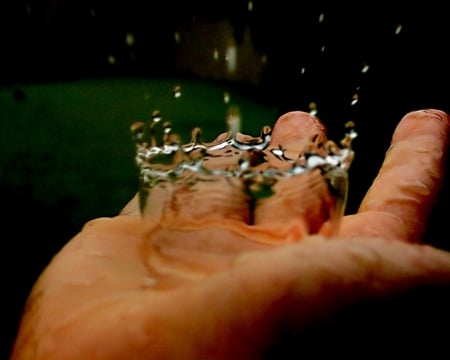 WATER SPLASH - close up, splashing, palm, water drop