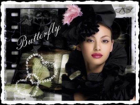 lady - beauty, lady, black, heart