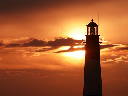 My shift is coming - clouds, sunset, lighthouse, orange, sky, building