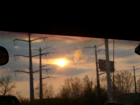 sunset - trees, sunset, car, sky