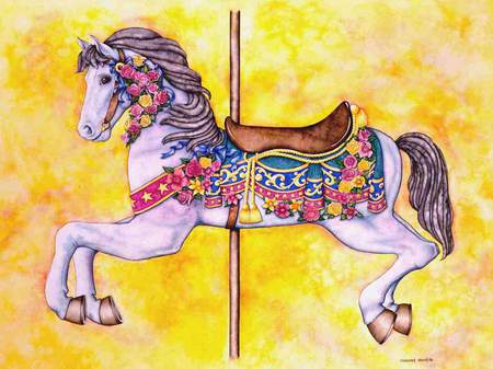 art caricel horse - pony, equine, fanticy horse, gold hooves, fake