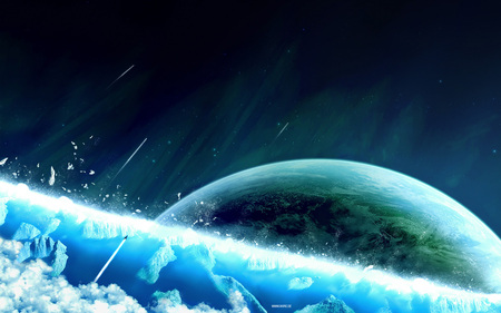 At World's End - fantasy, space, blue, cg