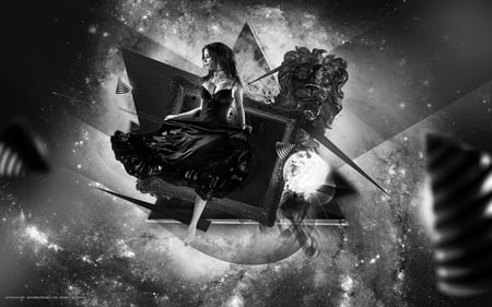 Fancy Works - cg, black, white, manipulation, photo, art