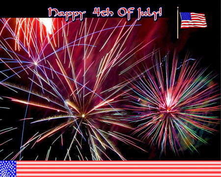 Happy - 4th, july, fireworks, flaf