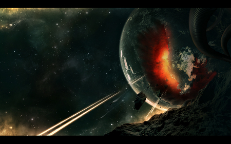 Rage - space, cg, fantasy, destruction, planet