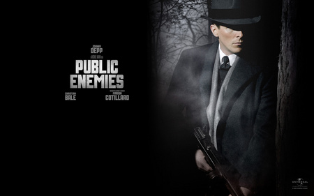 Public Enemies - black, 1930s, christian bale, public enemies, melvin purvis, tommy gun, crime, gangsters