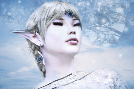 Elf - white, elf, fantasy, 3d