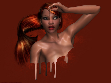 Woman - 3d, red, woman, surprise