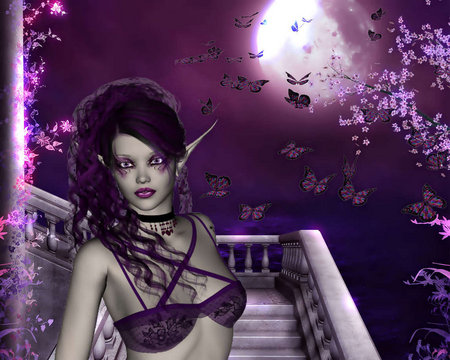 Elf - purple, elf, fantasy, 3d