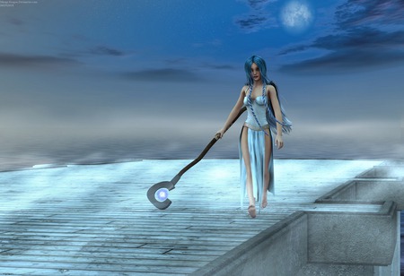 Fantasy - woman, fantasy, blue, 3d