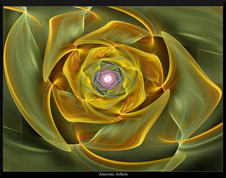 Golden  Flower - art, pretty, flower, gold