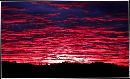 Bleeding sky - clouds, horizon, streaked, red, pale light, sky