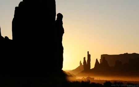 sunset in desert - mountains, desert, sand, sunsite