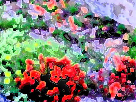 melted flowers - abstract, effects, floral, red, flowers, colors