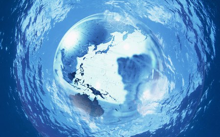 One Planet - abstract, water, blue, planet, 3d