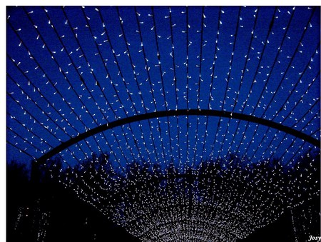 Arch of light - white, blue, lights, sparkling, night sky