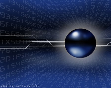 Blue Ball - blue ball, wallpaper, cool, 3-d