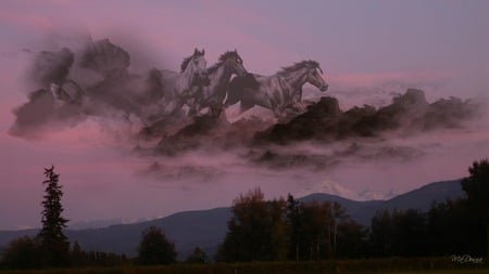 Ghost Horse Series #8 - mount baker, horses, sky, clouds, mystical, firefox persona, washington