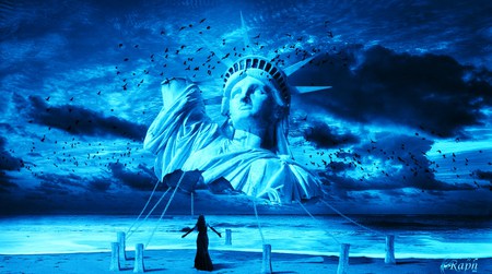 Hope - fear, freedom, beach, chains, hope, birds, woman, statue of liberty