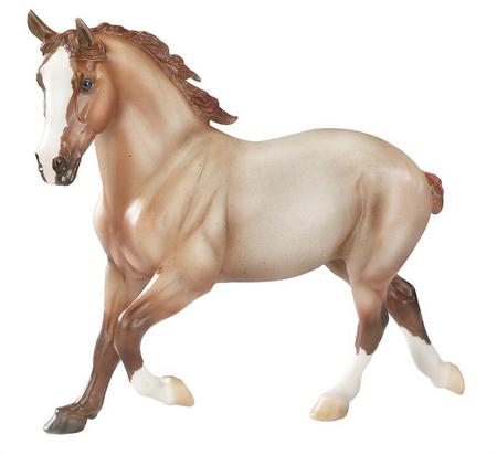 one of the breyers im going to get - perchroan, red roan, three white stocking, small tail