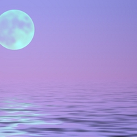 MOON OVER A PURPLE OCEAN