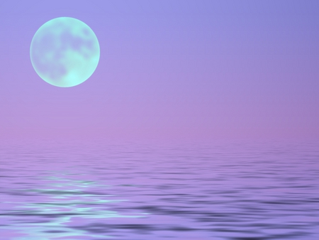 MOON OVER A PURPLE OCEAN