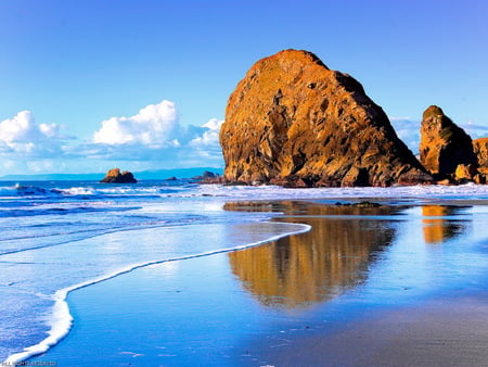 blue beach - stone, sand, blue, beach