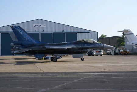 f16 on the ground - hill, modern, jet, biggin, f16, fighter, plane, belgian